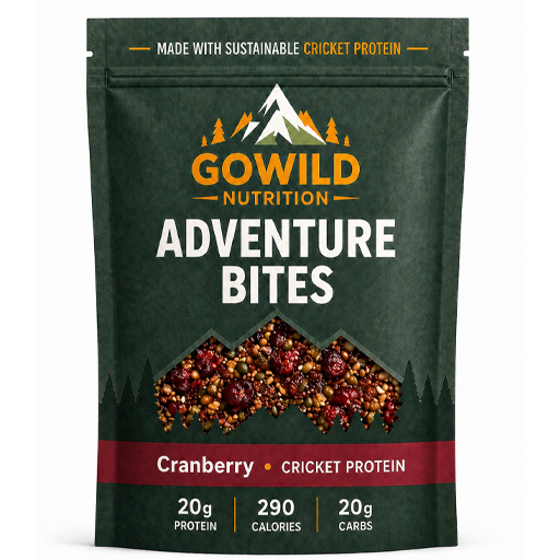 Gowild Nutrition Adventure Bites cranberry package on a light gray background