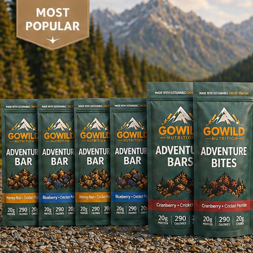 Go Wild Fuel Pack product image with 4 Adventure bars and 2 adventure bite features 