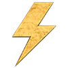 Gold lightning bolt symbol on a white background
